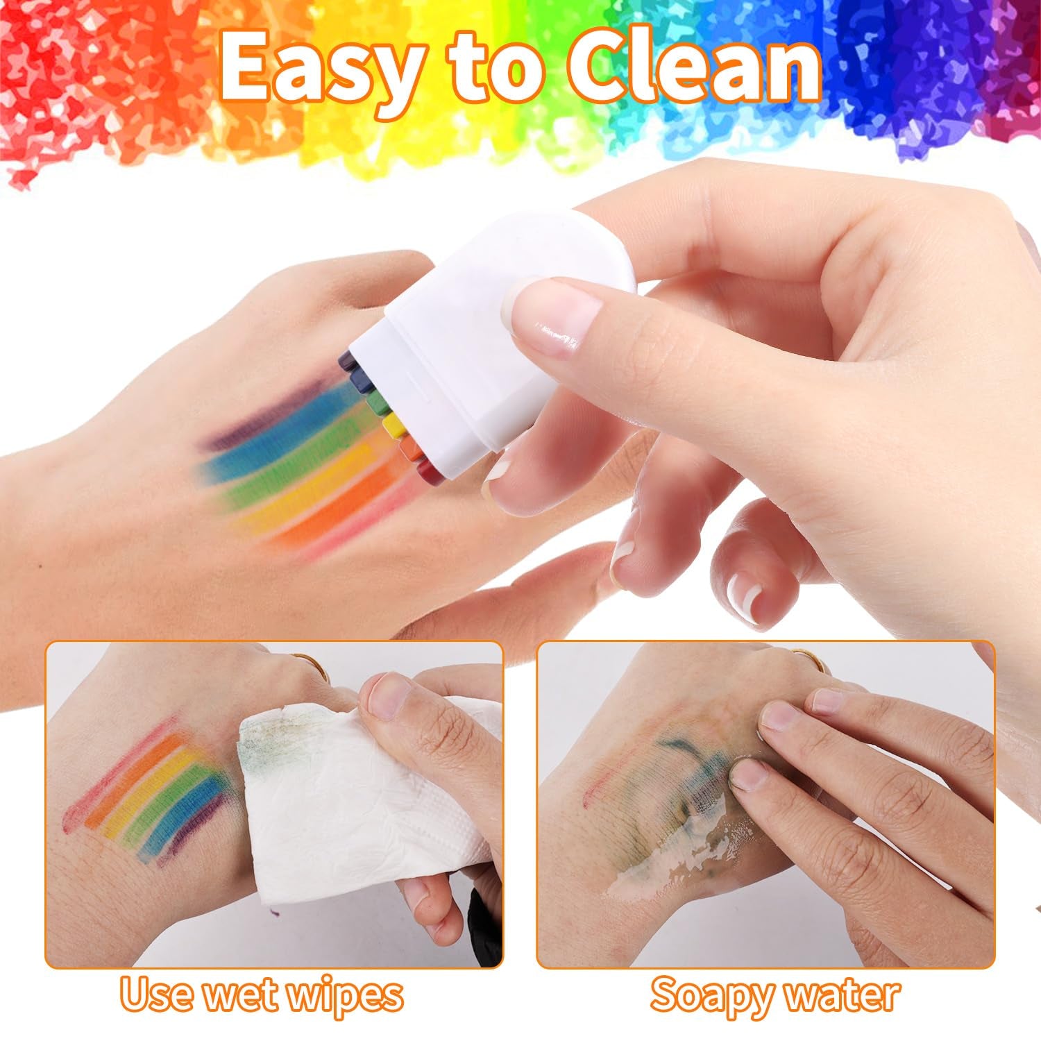 TOCADIS Rainbow Face Paint - Gay Pride Flag Rainbow Makeup Stick for Pride Parade, Pride Temporary Tattoos for Pride Month Celebrations, Party and Festival Makeup (2 Pack)