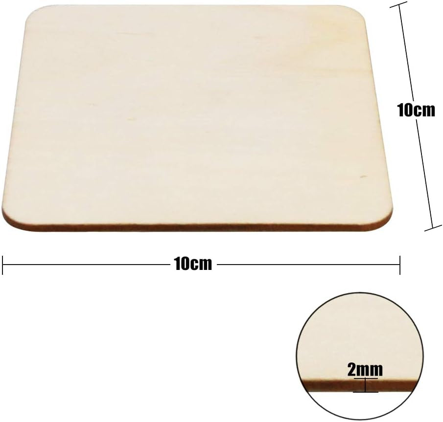 40Pcs Unfinished Laser Engraving Carving Blank Wood Pieces for Painting, Coasters, DIY Arts Craft Project, Staining and Decorations