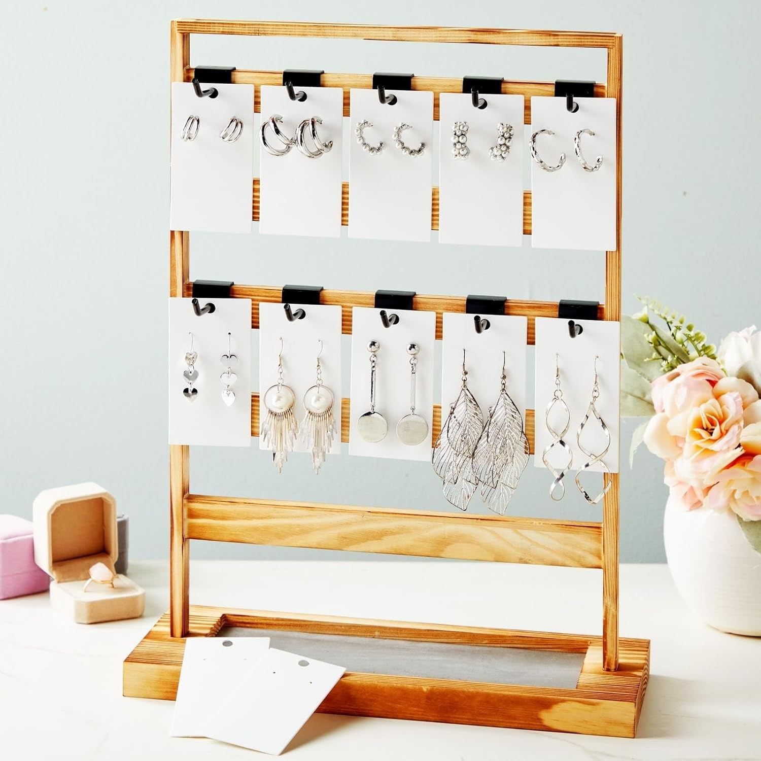 White Earring Display Cards, 200-Pack Hanging Earring Cards for Selling, Packaging, Storage, 500 GSM Thick and Sturdy Paper Material, Jewelry Holders (3.5X2 In)