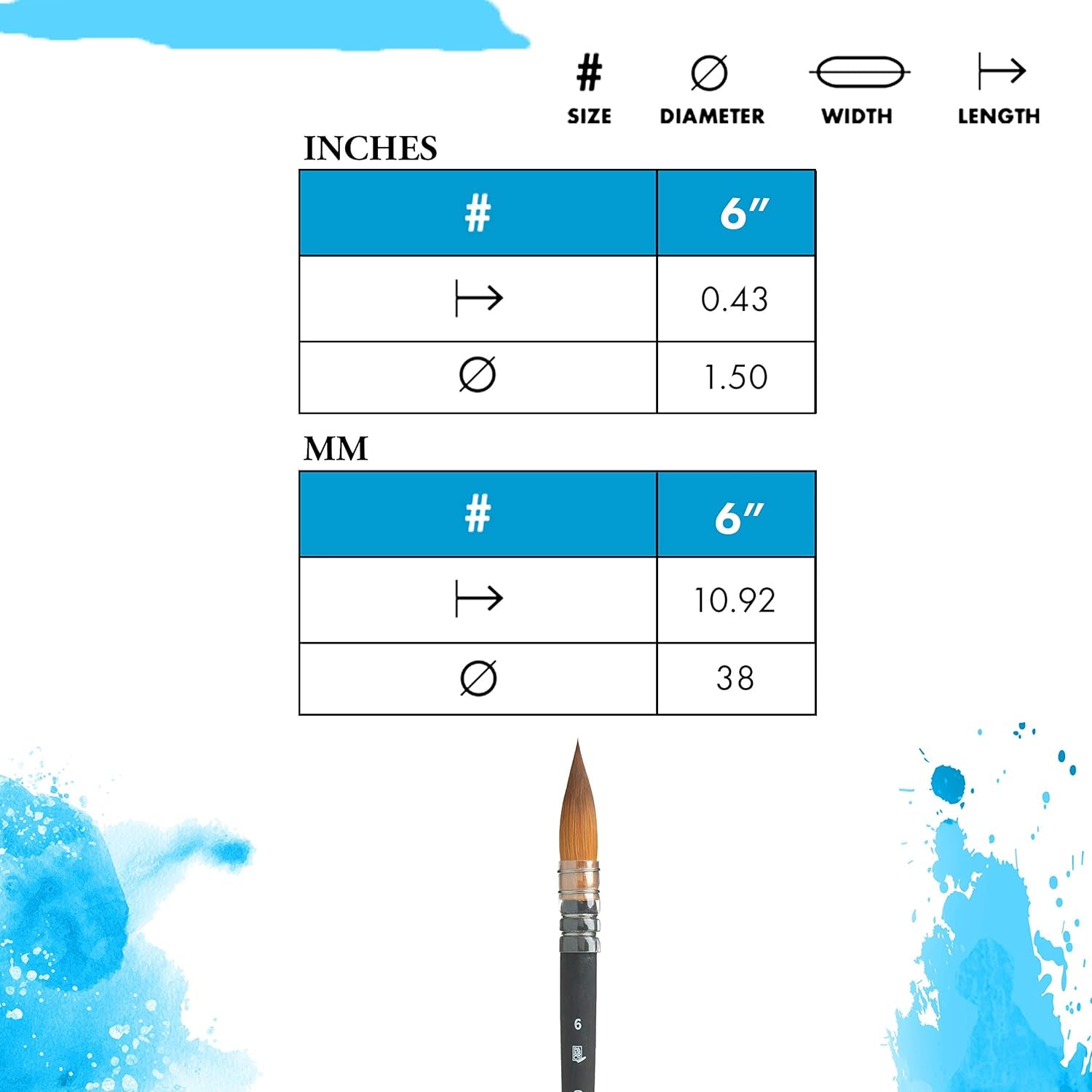 Aqua Elite Paintbrush, Size 6, Matte Black
