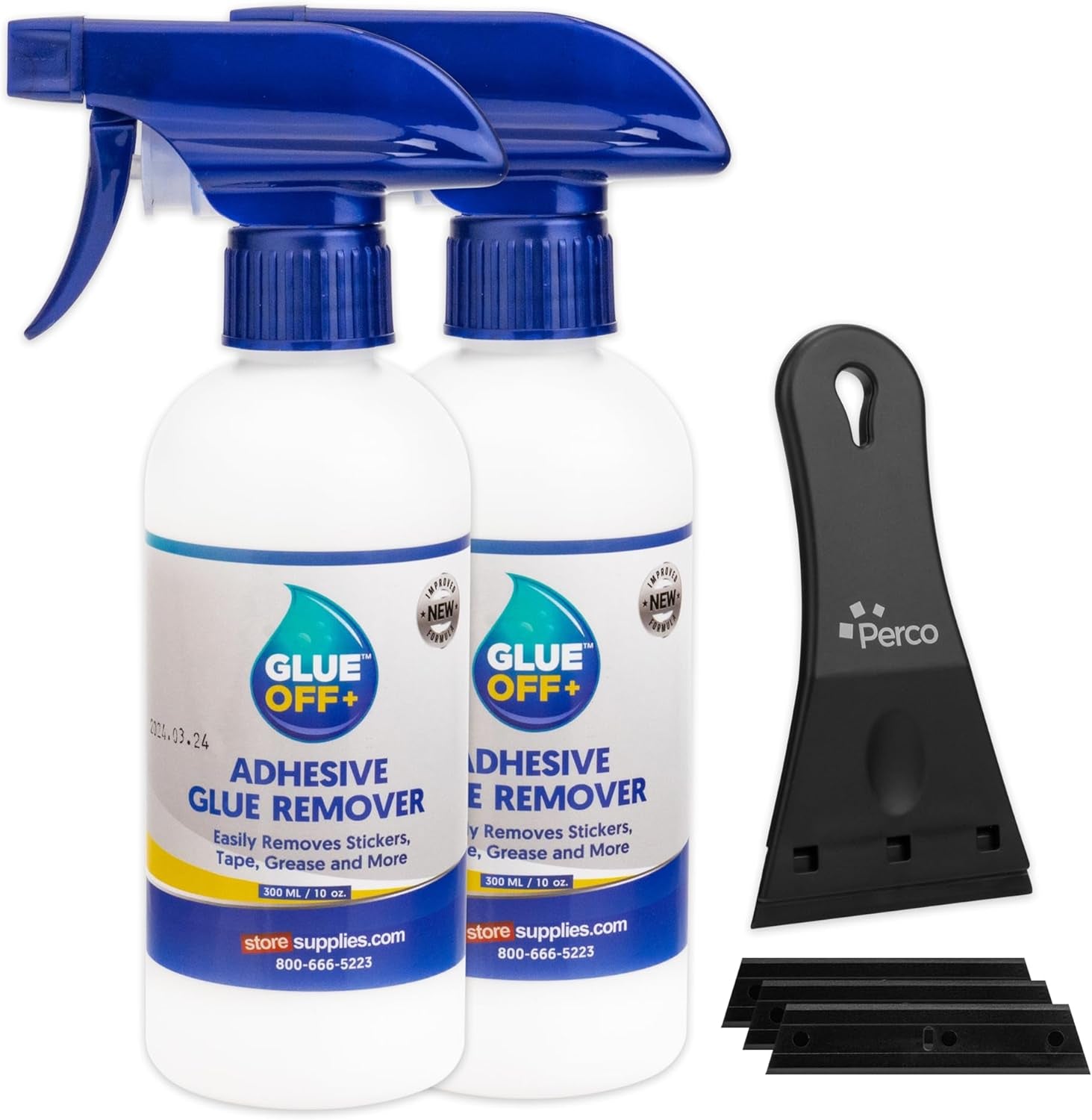 Glue off Adhesive Remover 3.3 Fl. Oz &amp; Scraper with Plastic Razor for Removing Labels (Adhesive Remover &amp; Scraper W/Plastic Razor)