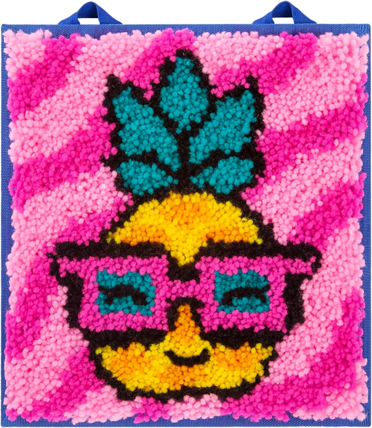 Latchkits  for Wall Hangings & Mini-Rugs - Pineapple - Craft Kit with Easy, Color-Coded Canvas, Pre-Cut Yarn & Latch Hook Tool - Perfect DIY Craft for Kids - Ages 6 and Up, Small, Multi