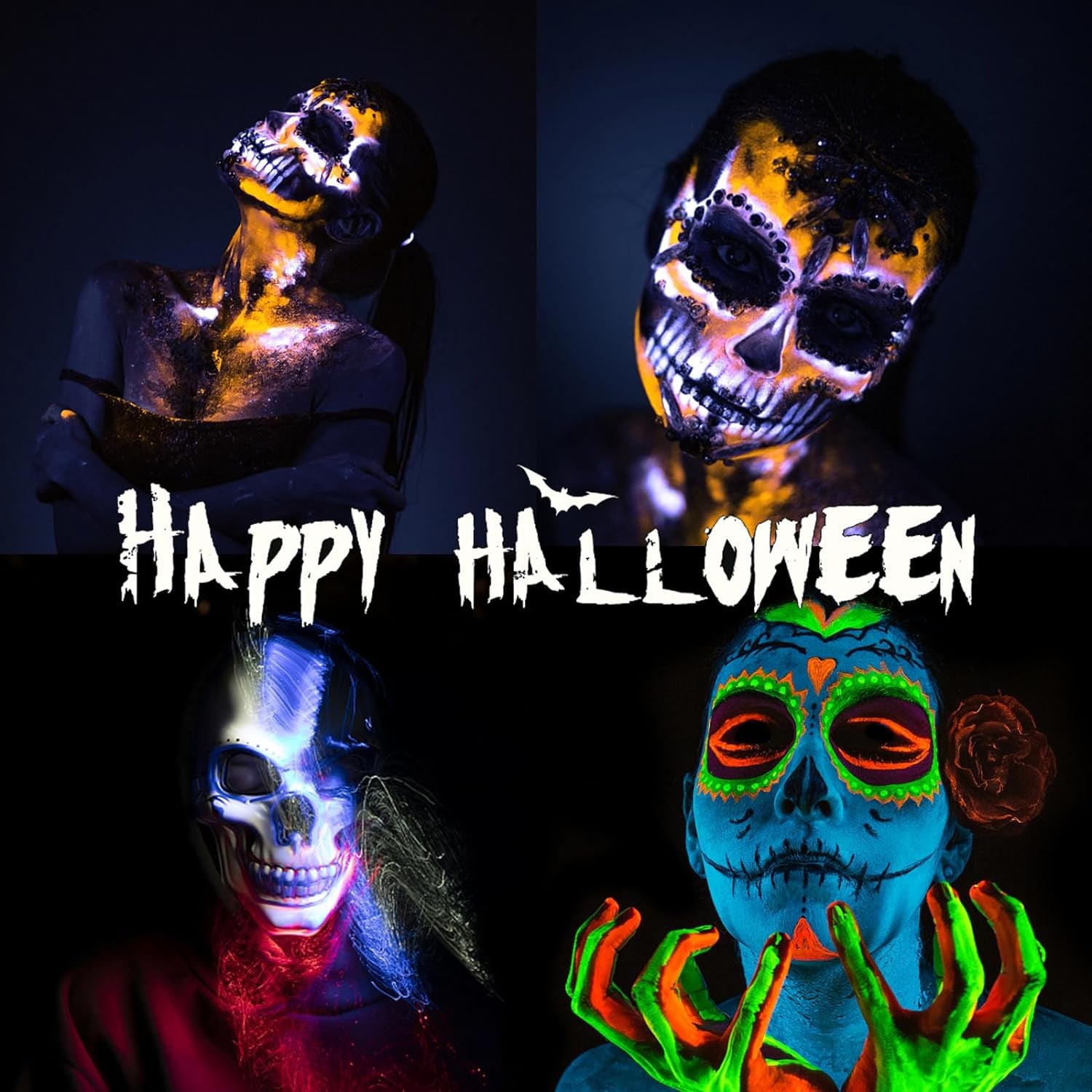 10 Color Glow in the Dark Face Paint,Uv and Black Light Neon Face and Body Painting Set Mardi Gras Halloween Masquerade Black Light Birthday Party Masquerade Party Supplies (10 COLORS)