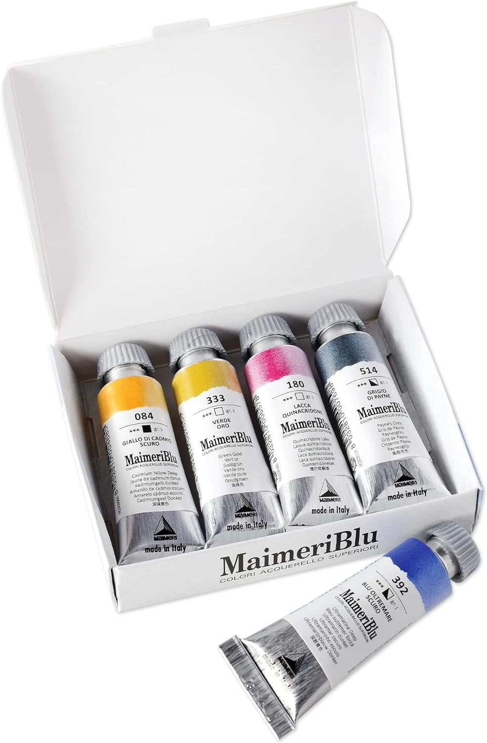 blu 12Ml Introductory Single-Pigment Watercolor Paint Set - 5-Piece Professional Watercolor Paint Set - Watercolor Tubes for Artists - Lightfast and Transparent Watercolor Paint Tubes