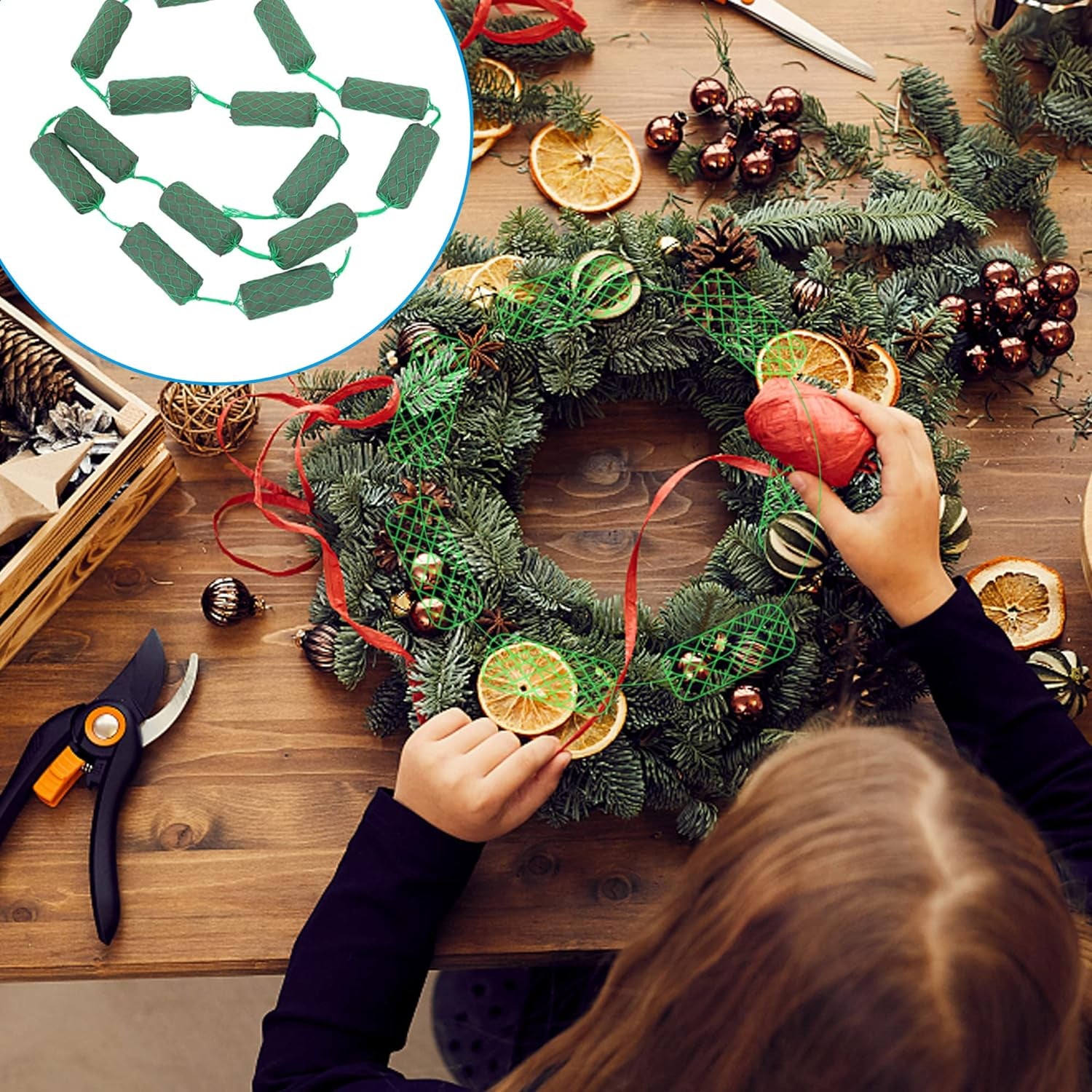 14 Piece Floral Foam Garland for Flowers,9.2Ft Flower Sponge Blocks Kit,Absorption Flower Holder Arch Door,Floral Craft Dry Foam Bricks,Green Floral Foam Arrangement for Home Wedding Garden