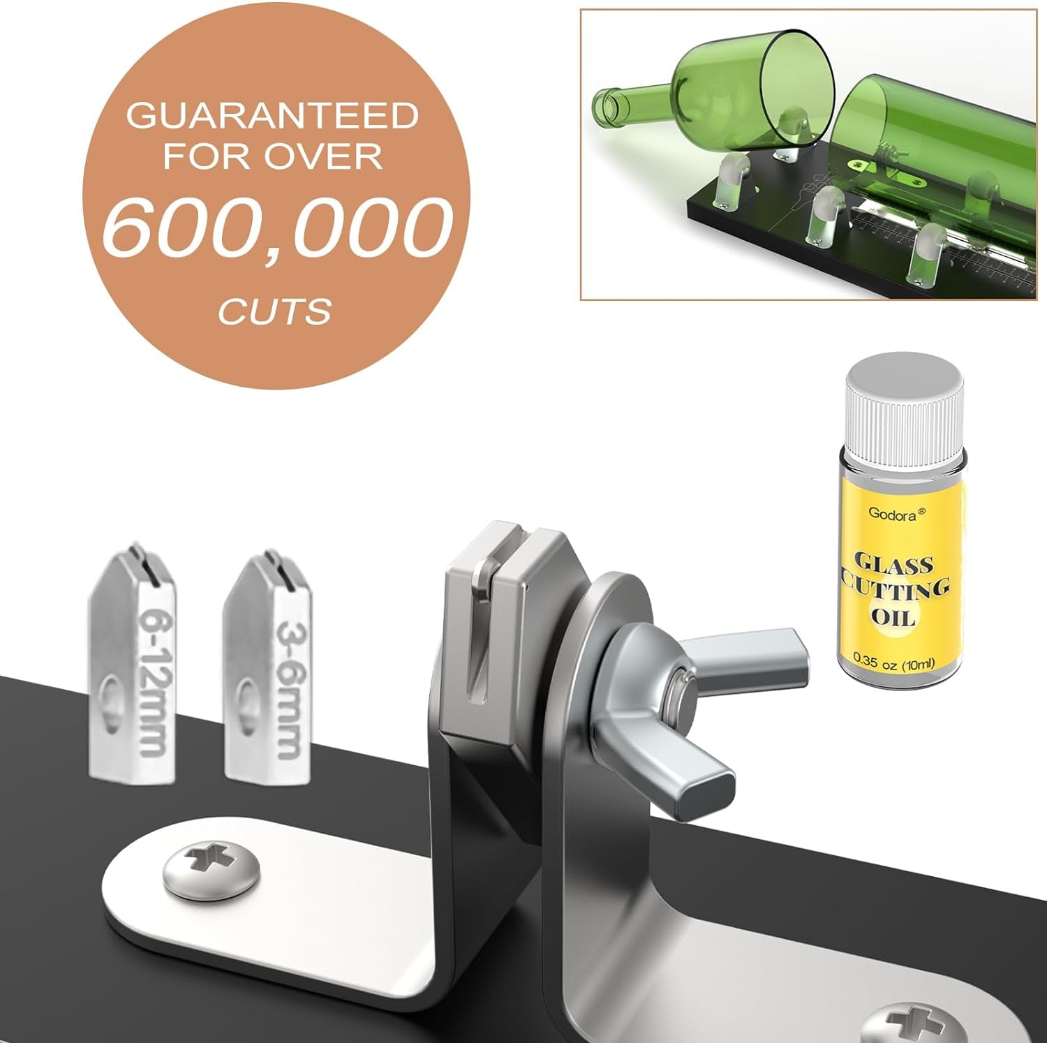 Glass Bottle Cutter & Glass Cutting Oil, Premium Glass Cutter for Bottles & Glass Cutting Oil Bundle - DIY Glass Bottle for Cutting Beer, Wine or Soda round Bottles & Mason Jars, Perfect Bottle Cutter