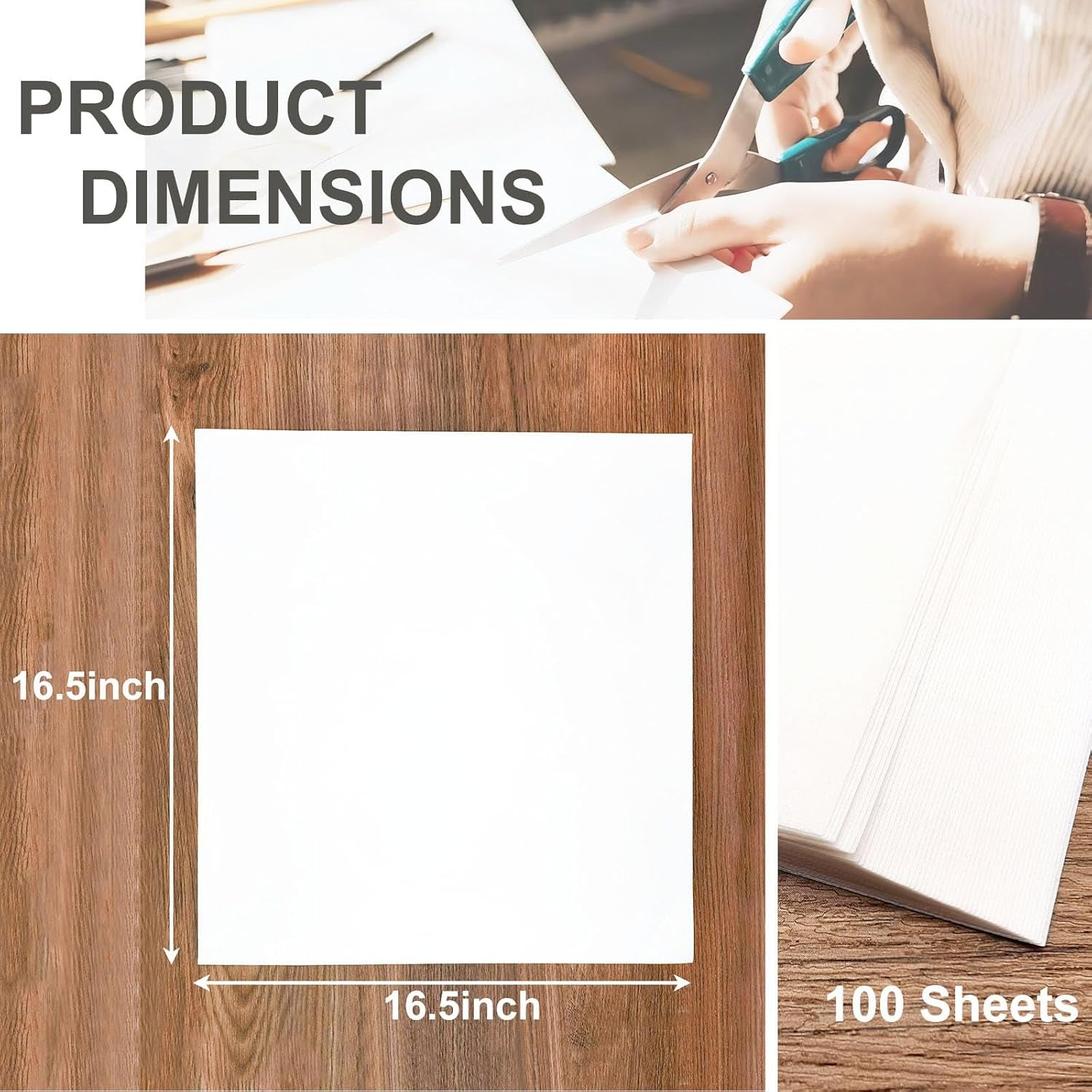 100 Sheets of Artist Teabag Paper for Mixed Media Art,16.5''X16.5''White Large Handmade Paper,Wet Strength Tissue DIY Art Craft Supplies for Painting,Collage,Cyanotype,Origami,Printmaking