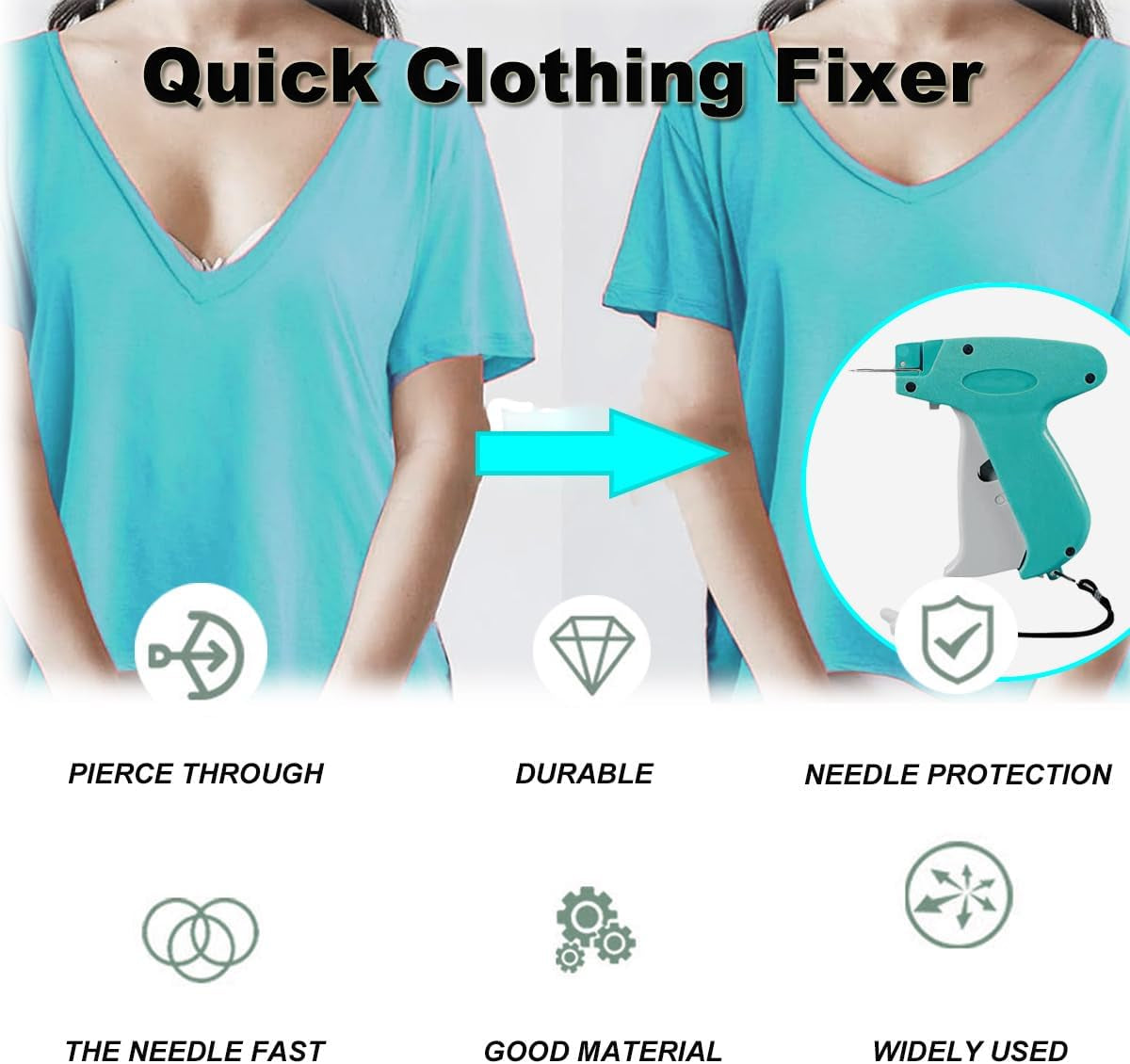 Quick Clothing Fixer,Quilt Tacking Gun, Mini Stitchy Gun,Tagging Stitch Tool for Clothing,Mini Stitch Hemming Gun for Clothes (Blue)