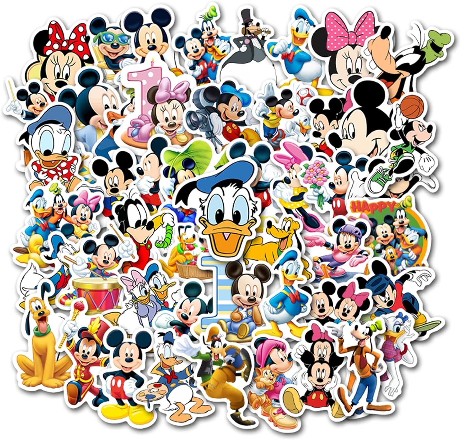 50Pcs Hot Disney Mickey Mouse Stickers for Water Bottle Cup Laptop Guitar Car Motorcycle Bike Skateboard Luggage Box Vinyl Waterproof Graffiti Patches JHSL