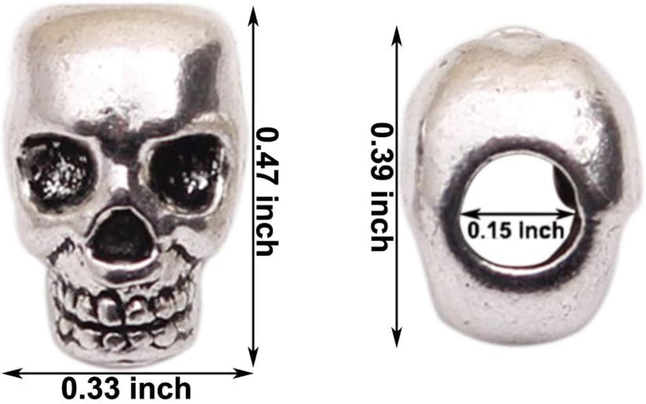 50 PCS Tibet Silver 4Mm Macroporous Skull Spacer Beads Great DIY Accessories for Jewelry Making Supplies in Bulk