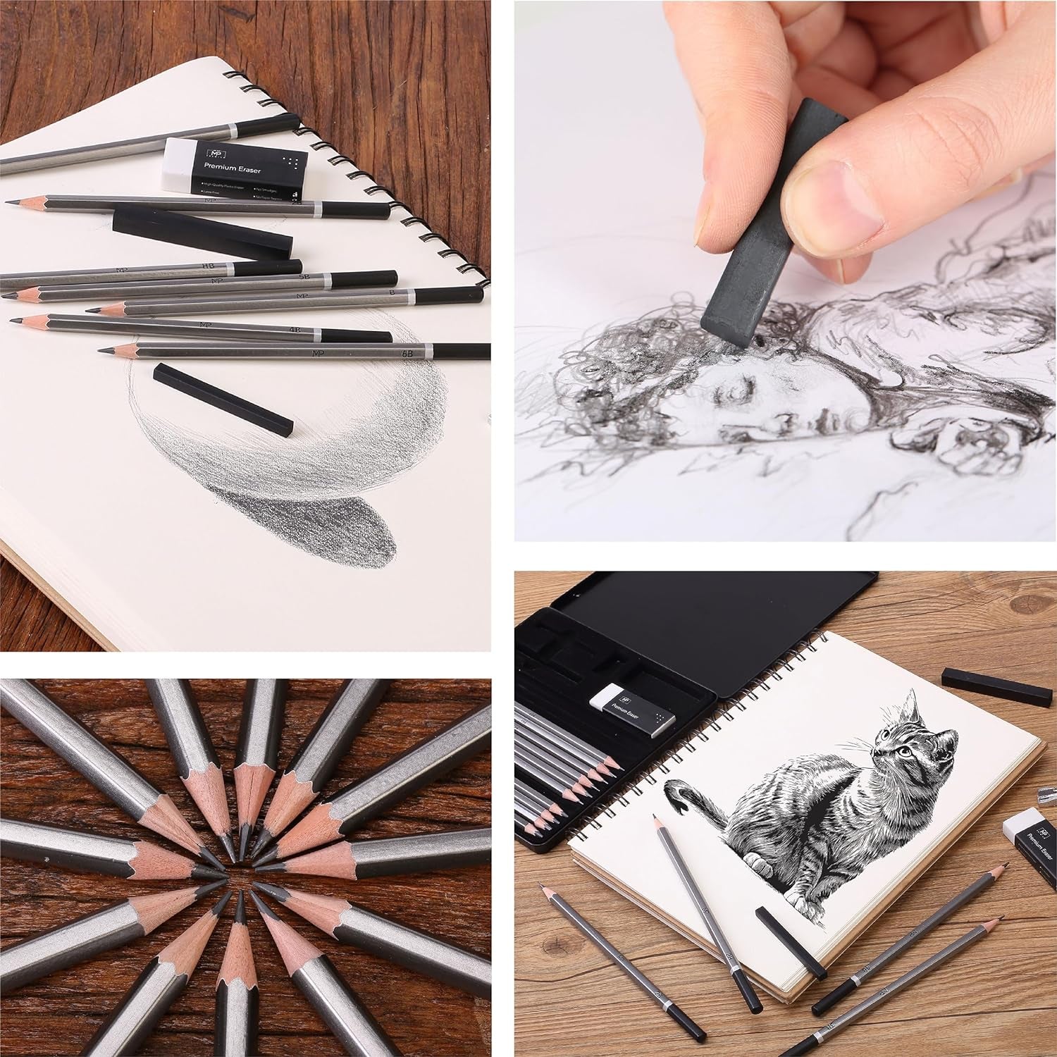 - Sketch Pencils for Drawing, 19 Pcs, Drawing Pencils for Sketching with Graphite Sticks, Erasers and Sharpener, Sketching Pencils, Art Pencils for Sketching, Graphite Pencils, Artist Pencils