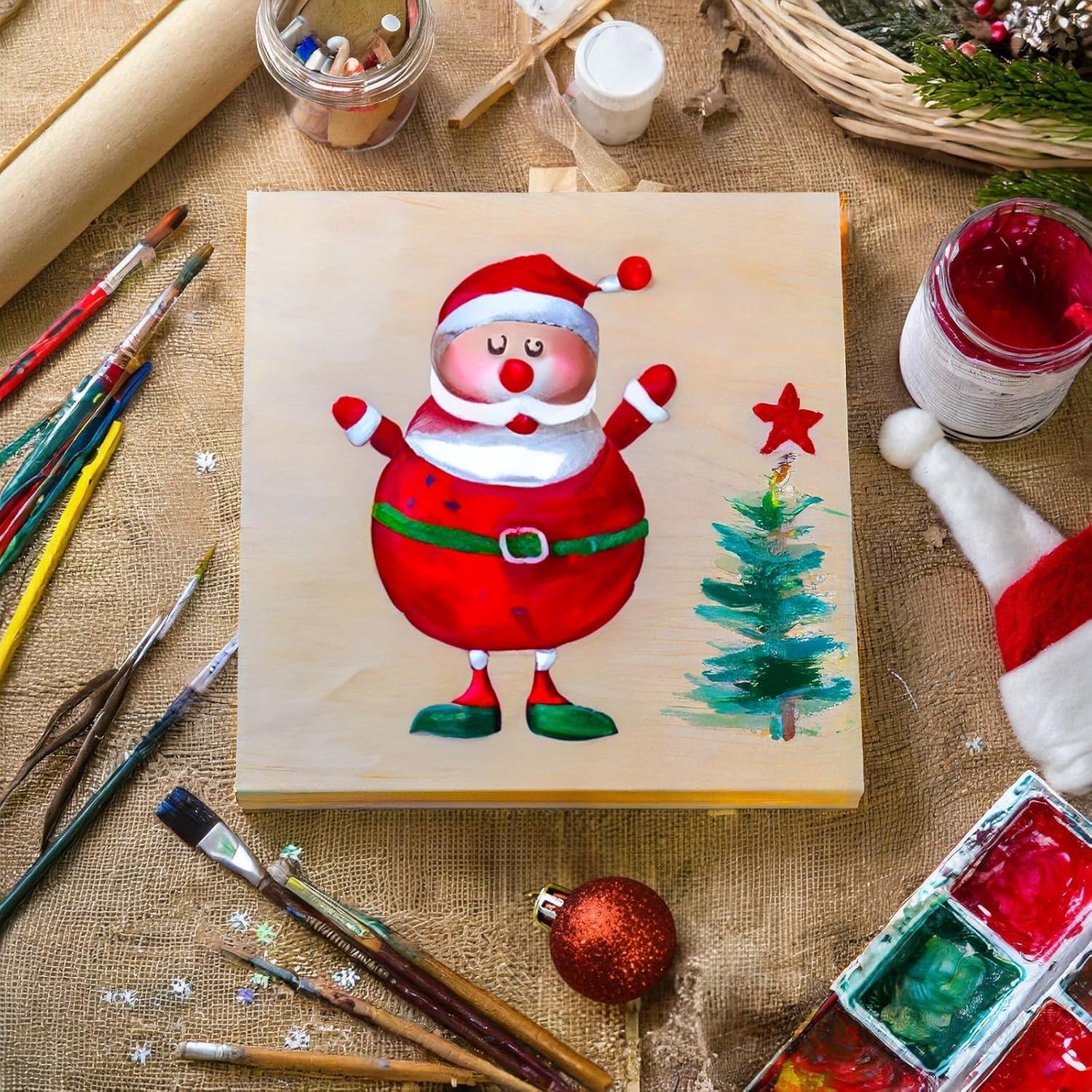 6 Pack 10X10 Wood Panels for Painting, Unfinished Wood Canvas Boards, 0.83" Deep Cradle Artist Wall Canvases for Crafts