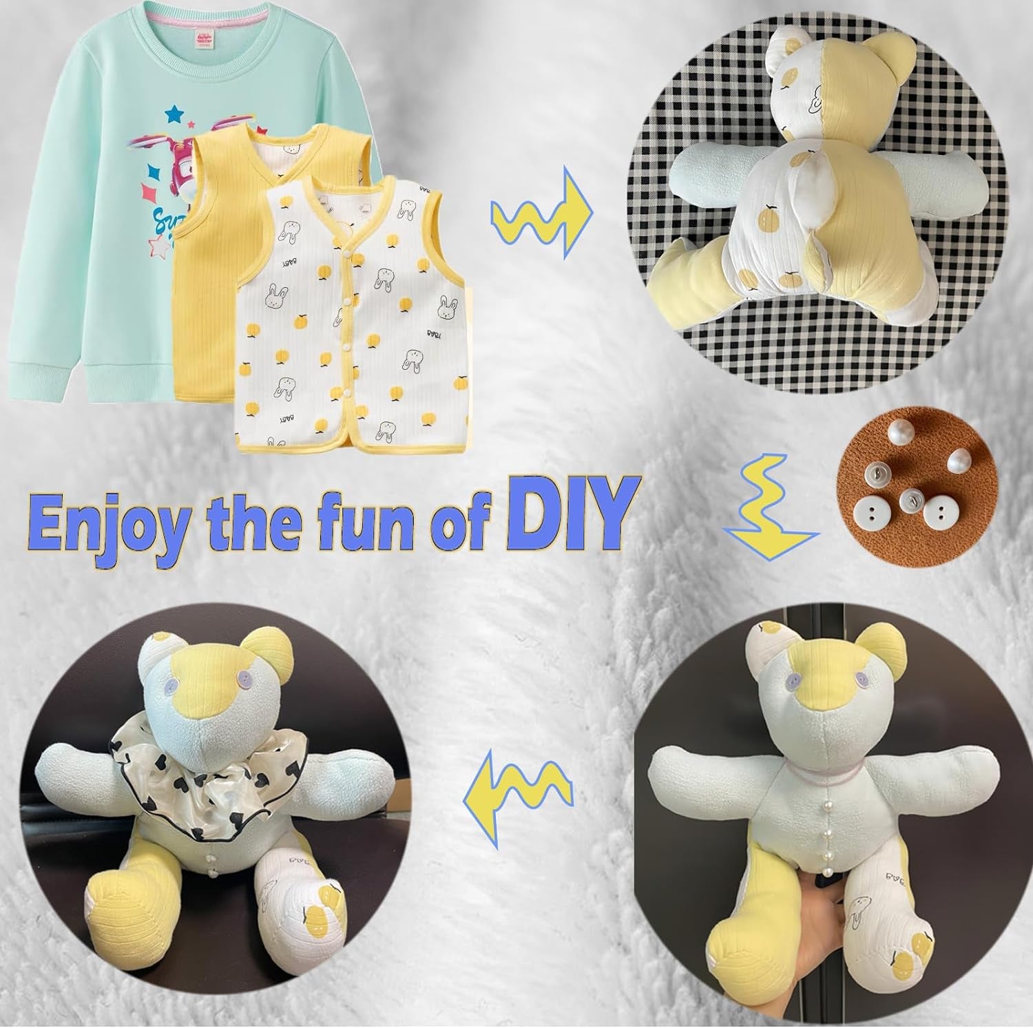 Acrylic Memory Bear Template Ruler Set with Detailed Instructions, Sewing Patterns for Beginners, Teddy Bear Quilting Templates (Sitting Height 6In)