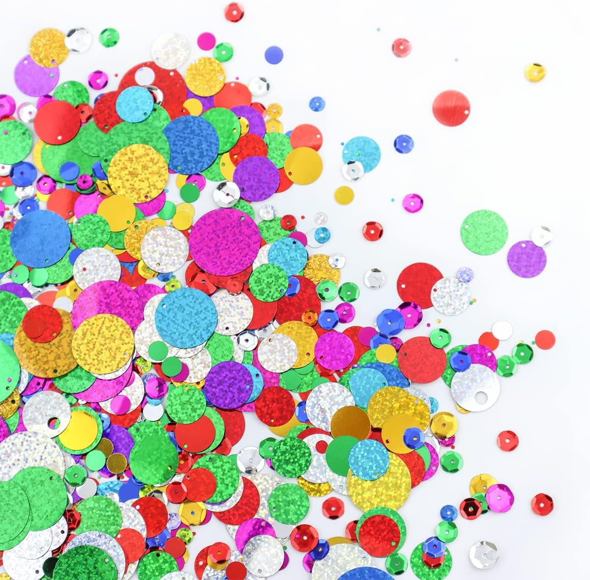 Mix Color round Bulk Loose Sequins and Spangles for Holiday Applique Arts Crafts and Embellishment DIY Making (Assorted Size)