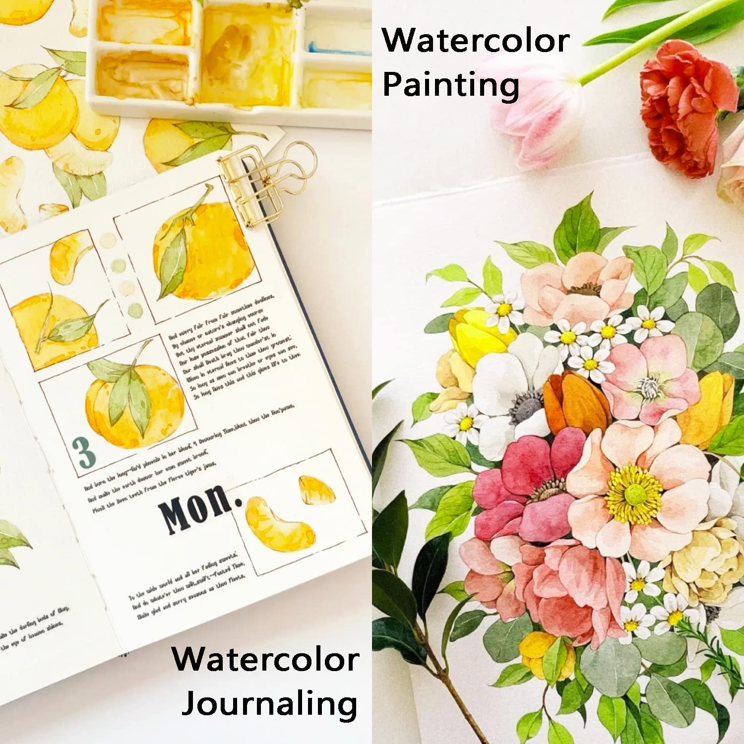 48 Pack Watercolor Paint Set, 36 Colors Watercolor Paint in Tubes (12Ml Each) with 10 Brushes, 1 Watercolor Pad, 1 Palette, Premium Watercolor Kit for Artist, Beginners, Kids