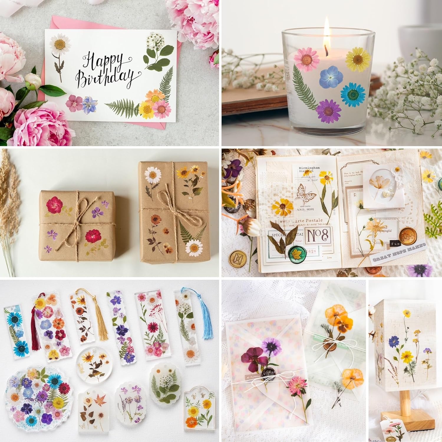 Pressed Flower Themed Stickers (Assorted 486 Pieces, 36 Sheets) Dried Floral Resin Stickers Decals Botanical Journaling Sticker for Scrapbook Supplies Junk Journal Bullet Journal Planner Laptop