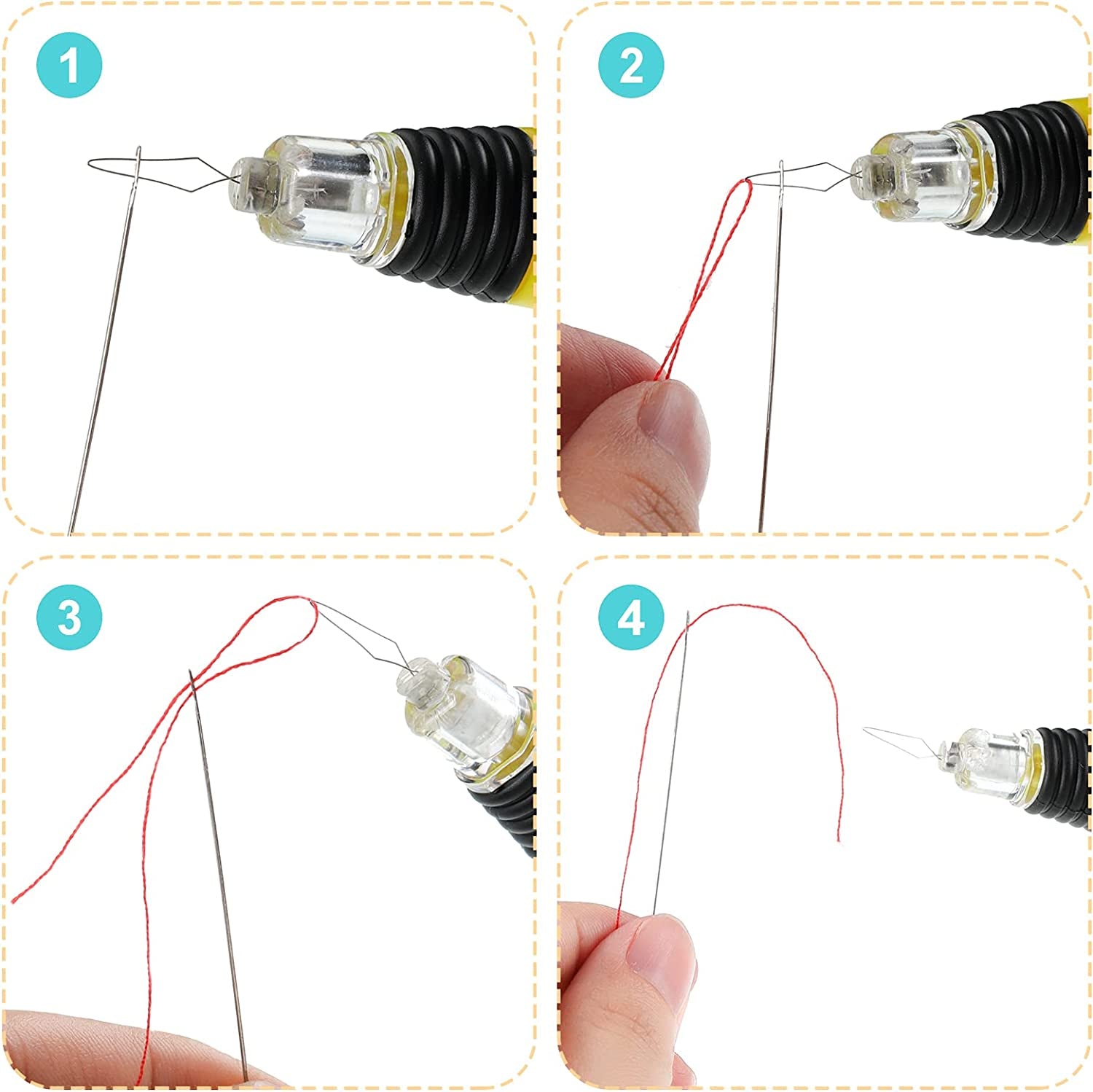 LED Needle Threader Sewing Tools Lighted Plastic Wire Loop DIY Needle Threader Hand Machine Sewing Tool for Sewing Crafting (2 Pieces)