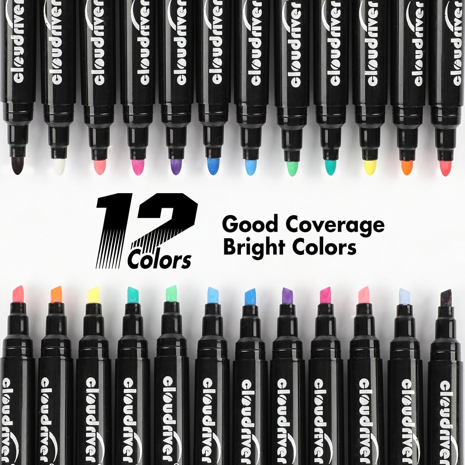 Acrylic Paint Pens, 12 Colors Water-Based Ink Markers, 24 Pack, Double Pack of Fine and Chisel Tip Acrylic Paint Pens for Canvas, Rock Painting, Wood, Glass, Metal, Ceramic, Stone