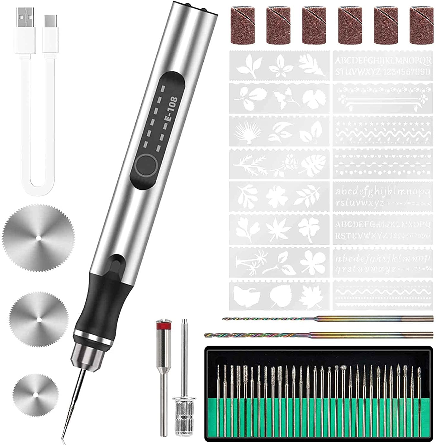 Engraving Pen with 34Bits, Portable Engraving Pen Electric Cordless Rotary Tools, Professional Engraver Tool for Metal to Wooden, Glass, Jewlry