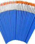100 Pcs Flat Paint Brushes,Small Brush Bulk for Detail Painting,Nylon Hair Brushes Acrylic Oil Watercolor Fine Art Painting for Kids,Children,Students,Starter,Teens, Adults, Artist