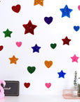 260 Pieces Colorful Glitter Foam Stickers Self Adhesive Stars Mini Heart Shapes Glitter Stickers, Kid'S Arts Craft Supplies Greeting Cards Home Decoration Stars&Heart Shapes