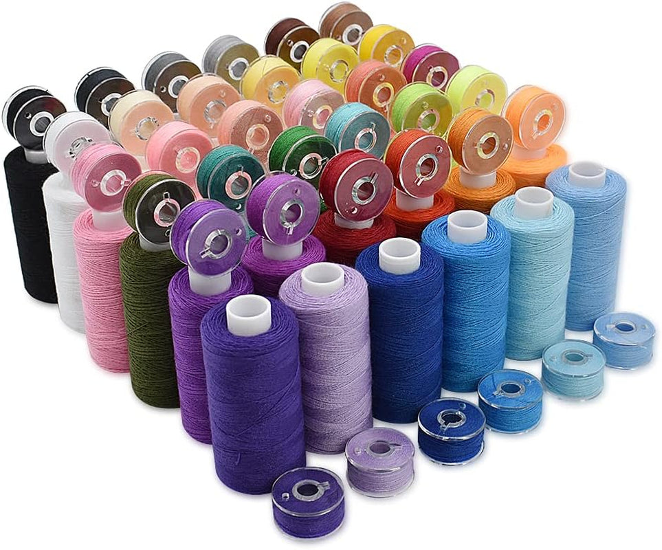 72Pcs 36 Colors Prewound Bobbins and Thread Spools for Hand &amp; Machine Sewing, Emergency and Travel, DIY and Home, 36 Colors 400 Yards per Polyester Thread Spools