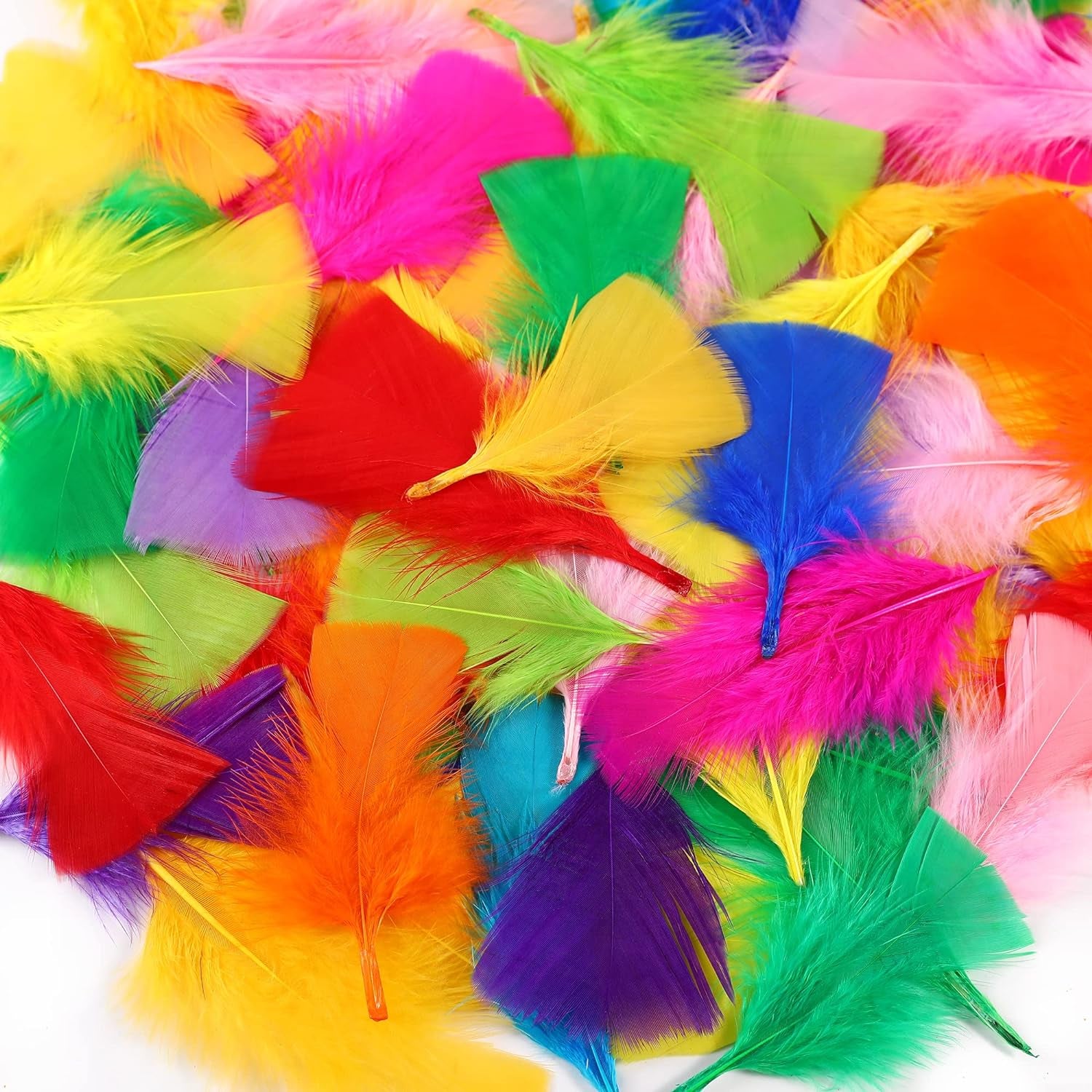Colorful Craft Turkey Feathers - 300Pcs 3-5Inch Colored Feathers for Kindergarten DIY Crafts,Wedding Home Party Decorations,Dream Catcher Supplies(Turkey Colorful)