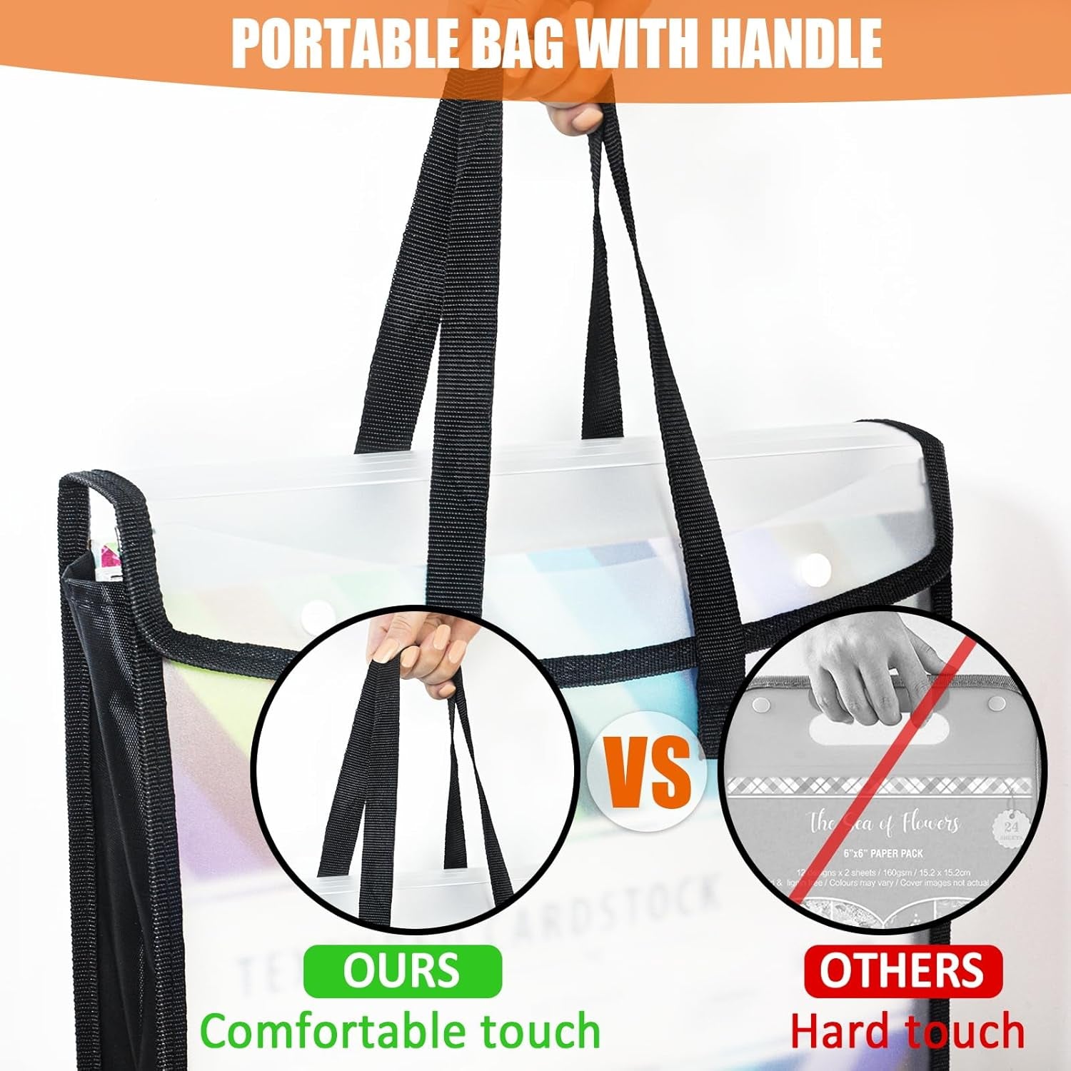 Expandable Scrapbook Paper Storage Organizer, Black Paper Folio for 12 X 12 Sheets, Scrapbook Paper Storage Organizer with Portable Handle, 3 Pack