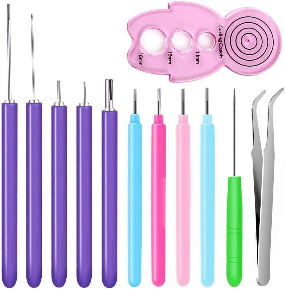 12 Pack Paper Quilling Tools Slotted Kit, Different Sizes Rolling Curling Quilling Needle Pen Paper Cardmaking Project Tools Set