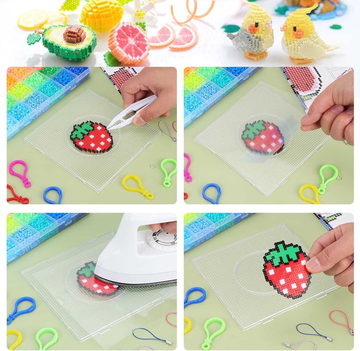 25000 Mini Fuse Beads Kit, 2.6Mm Beads, Tiny Melty Beads in 48 Colors for Boys and Girls, Fuse Beads Set with 4 Pegboards, 3 Tweezers, 3 Ironing Paper for Arts, Crafts & Gifts