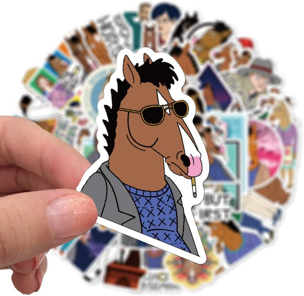50Pcs Bojack Horseman Waterproof Stickers for Water Bottle Cup Laptop Bike Skateboard Luggage Box Vinyl Graffiti Patches BRJHSL