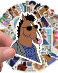 50Pcs Bojack Horseman Waterproof Stickers for Water Bottle Cup Laptop Bike Skateboard Luggage Box Vinyl Graffiti Patches BRJHSL