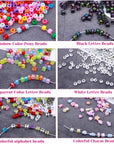 Bead Bracelet Making Kit,  Bead Friendship Bracelets Kit with Pony Beads Letter Beads Charm Beads and Elastic String for Bracelet and Jewelry Making Rainbow Colors