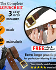 Leather Belt Puncher with Case. Heavy Duty Revolving Punch with 6 round Hole Sizes to Choose From. Includes Useful Accessories. Professional Quality Set + Exceptional 2 Year Warranty