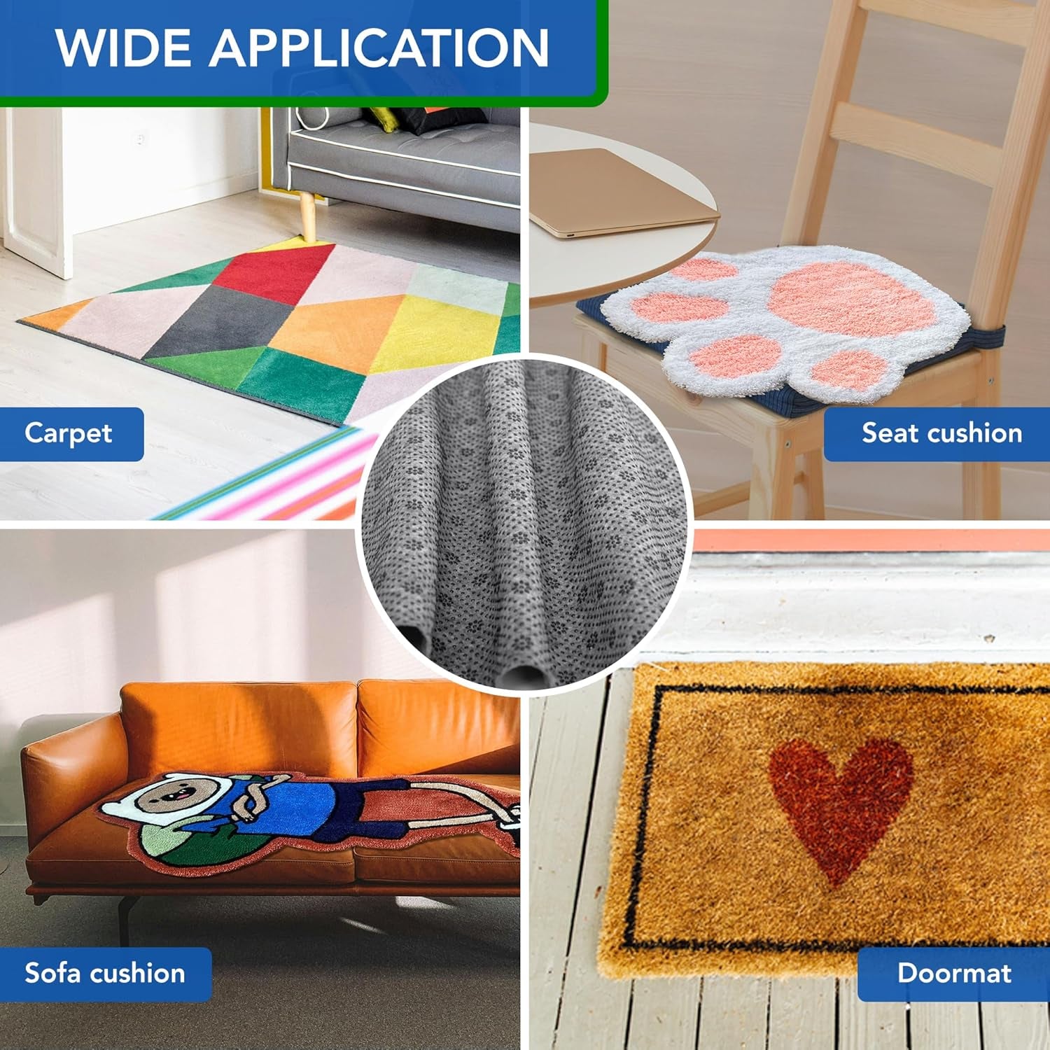 80" X 80" Non Slip Area Rug Pad, Non Skid Rug Backing for Carpet Premium Thick Rug Gripper for Hardwood Floors Ideal Rug Tufting Gun Supplies Rug Making