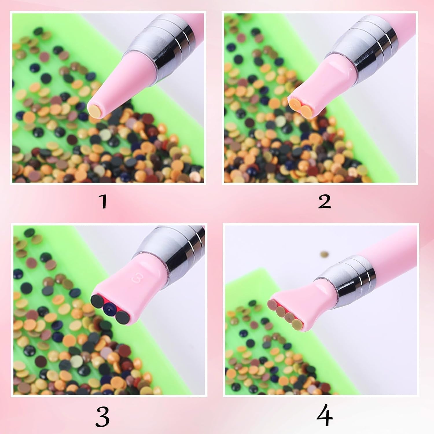 2 Pcs Diamond Painting Pen with 40 Pcs Diamond Painting Wax Diamond Painting Pen Replacement Wax Glue Diamond Art Accessories Tool Quickly Pick up Beads Gems for DIY Painting (Multiple Heads)