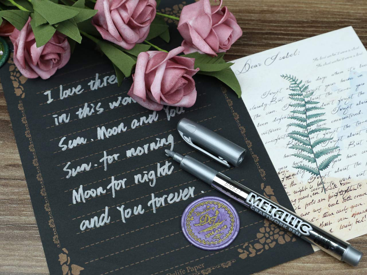 Wax Seal Pen Kit,  4 Pieces Metallic Pen for Decorating Sealing Stamp Wedding Invation Seals