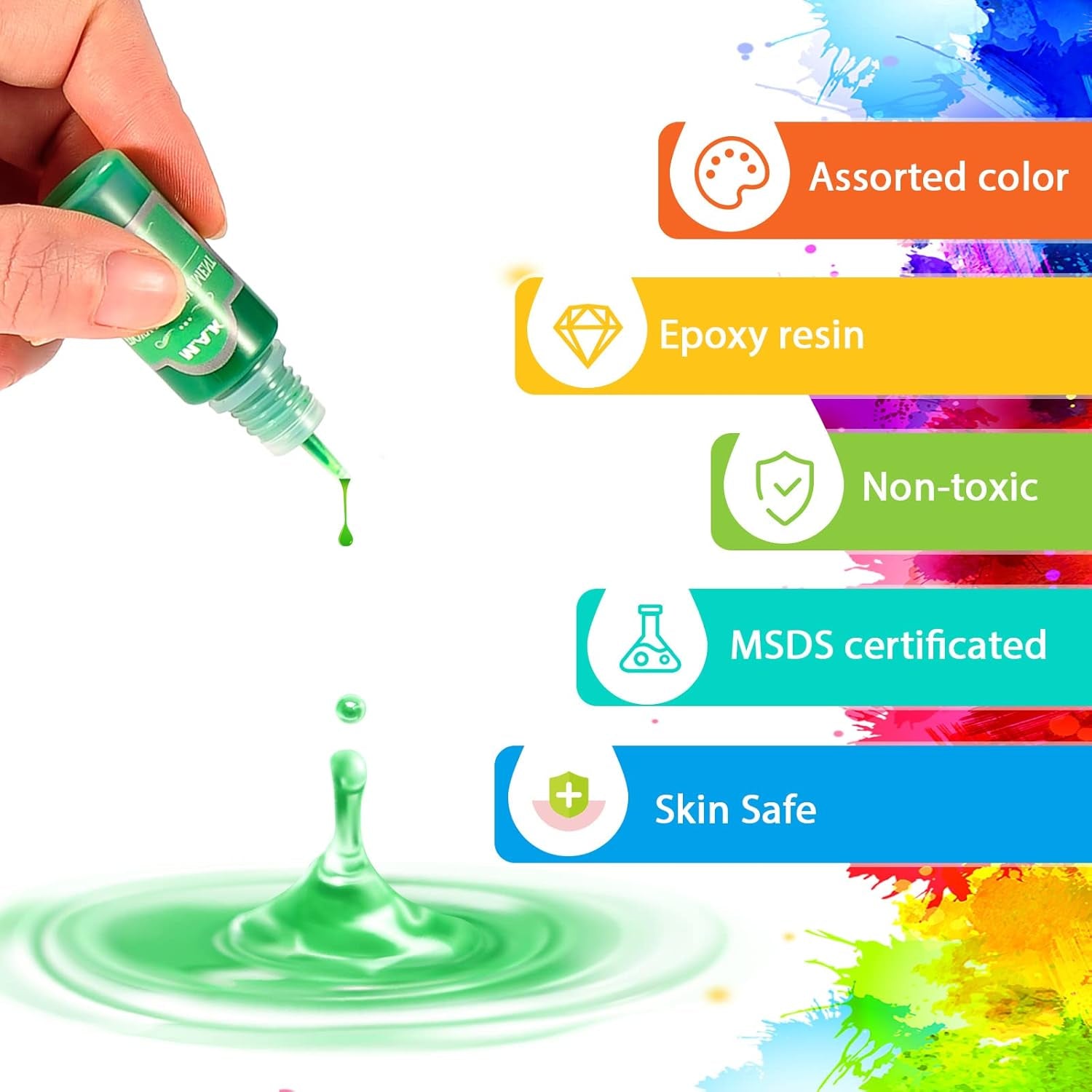 Epoxy Resin Pigment - 12 Colors Epoxy Resin Liquid Dye Transparent High Concentration Resin Colorant for Epoxy Resin Crafts Art Coloring, Painting, Jewelry DIY Making, 0.35Oz/10 Ml Each