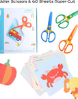 Plastic Safety Scissors, Toddlers Training Scissors, Pre-School Training Scissors and Offices Scissors Kids Paper-Cut (3Pcs &Paper Cutting)