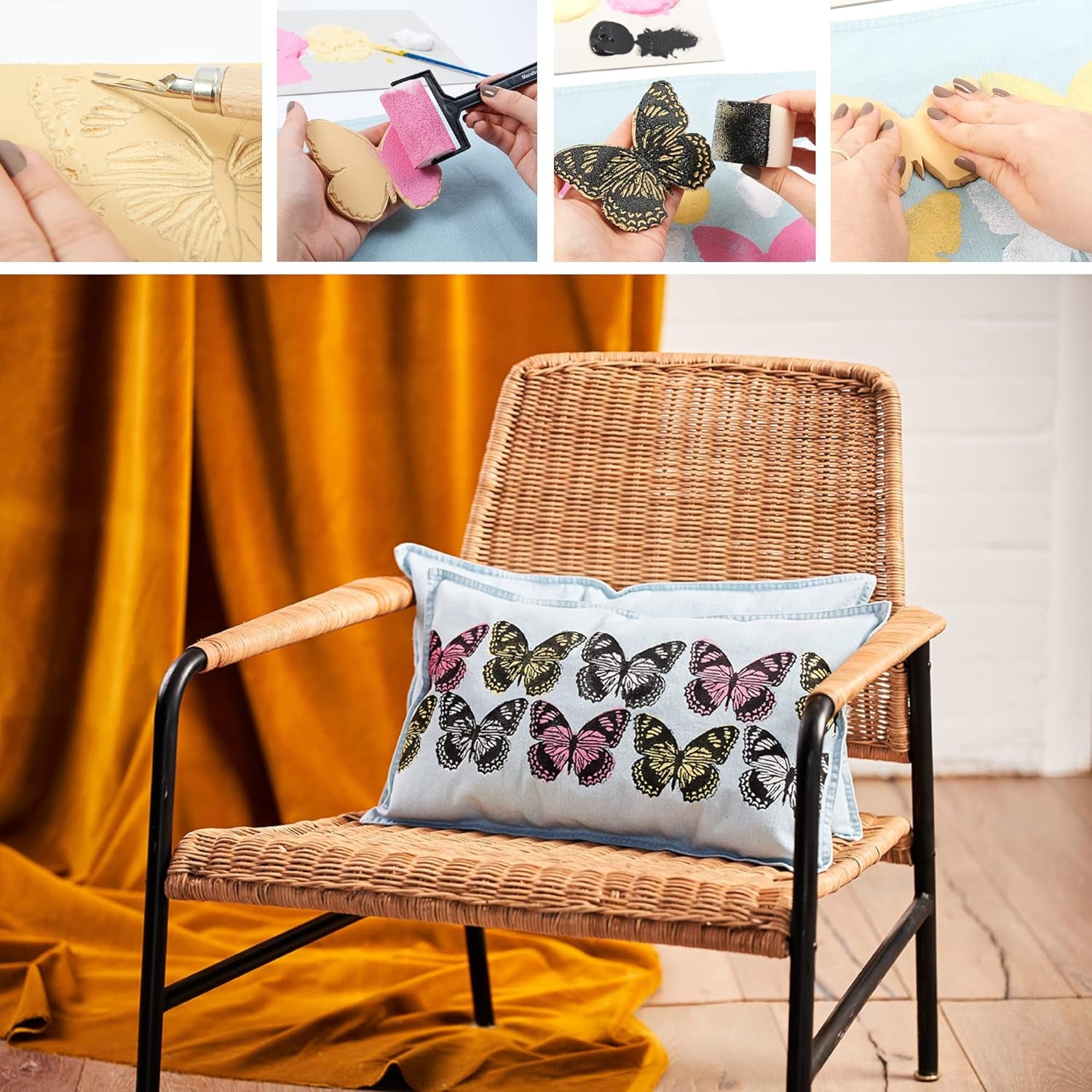 Fabric Screen Printing Ink - Set of 5 Colors Water-Based Screen & Block Printing Ink - Primary Yellow, Magenta, Cyan, Buff Titanium Light, and Carbon Black Screen Print Ink - Large 100Ml Tubes