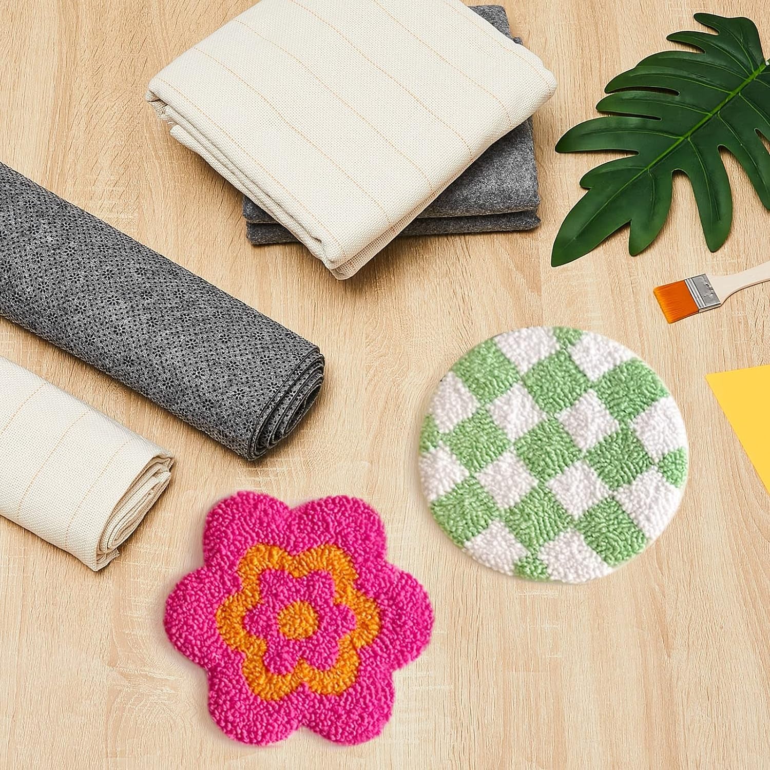 6 Pcs 79'' X 59" Large Tufting Cloth for Rugs and 71'' X 39" Non Slip Final Backing Tufting Cloth with Marked Lines Primary Tufting Cloth Rug Tufting Kit for Tufting Gun Punch Needle DIY Rug