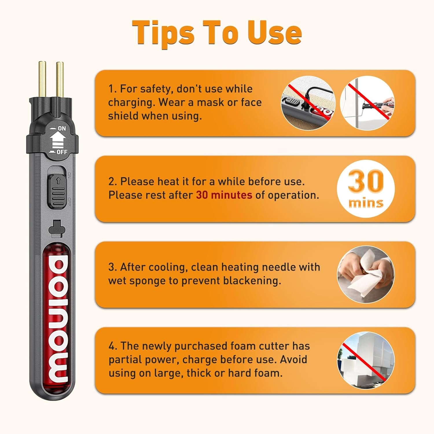 6 in 1 Cordless Hot Wire Foam Cutter Kit, Upgraded Hot Knife Foam Cutter, LED Light &amp; USB-C Charging, 1022℉ Foam Cutter Tool for Styrofoam Carving, Crafting