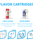 Cirkul 22 oz Starter Kit | Plastic Water Bottle with Blue Lid & 2 Flavor Cartridges (Fruit Punch & Mixed Berry)