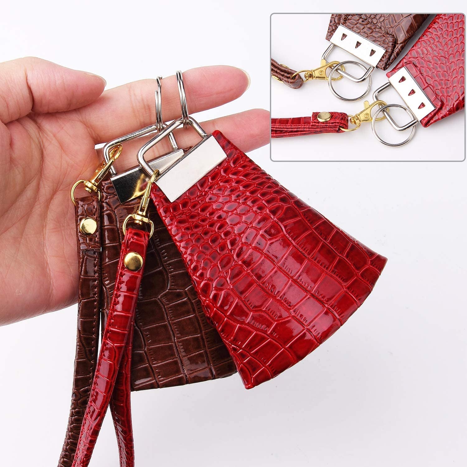 50 Sets Key Fob Hardware Key Fob Keychain Wristlet with Split Ring 1.25 Inch
