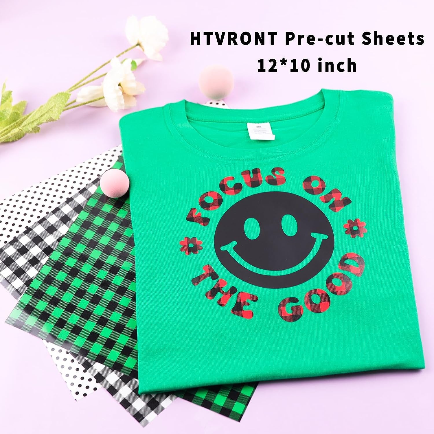 HTV Vinyl Heat Transfer Vinyl Bundle-70 Pack Iron on Vinyl for T Shirts 51 Assorted Colors HTV Sheets with Weeding Hooks and Teflon Sheet