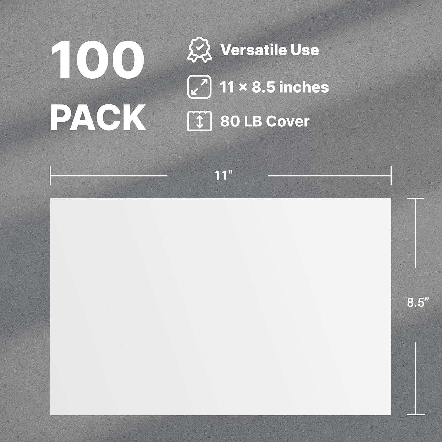 100 Sheets Cardstock Paper - 8.5 X 11 White Thick Paper, 80Lb Card Stock Printer Paper for Invitations, Scrapbooking, Crafts, DIY Cards (White)