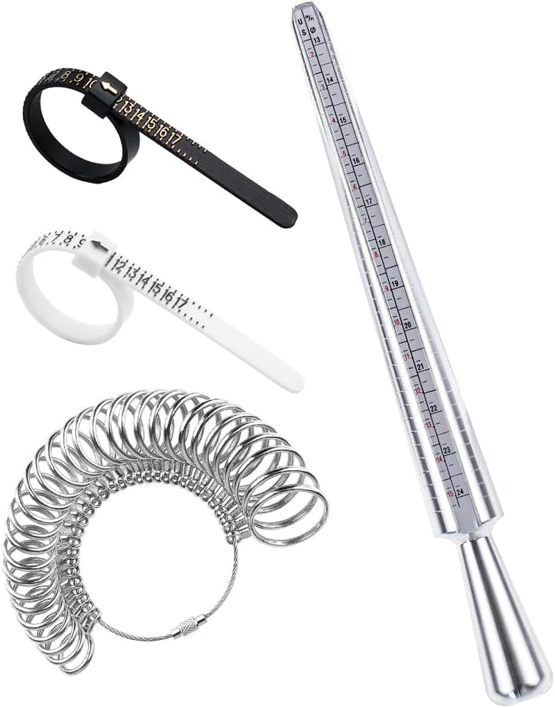 US Ring Sizing Kit,Gauge Set with Measuring Tool,Sizes 0-15 Steel Ring Mandrel.Finger Sizer1-13 with Half Size,Measuring Wedding Rings