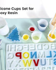 36PCS Silicone Measuring Cup Tool Kit - 250Ml/8Oz &100Ml Resin Mixing Cup, Silicone Stir Sticks Pipettes,Easy to Clean,Non-Toxic Epoxy Resin Supplies for Molds,Paint,Jewelry Making