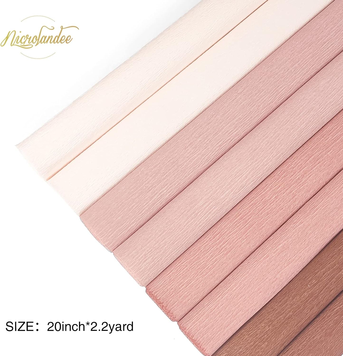 8 Rolls Rose Gold Premium Crepe Paper Rolls for DIY Gift Wrapping Paper Crafts Birthday Wedding Holiday Paper Flower, 20 Inches Wide by 6.56 Ft Long, 4 Colors