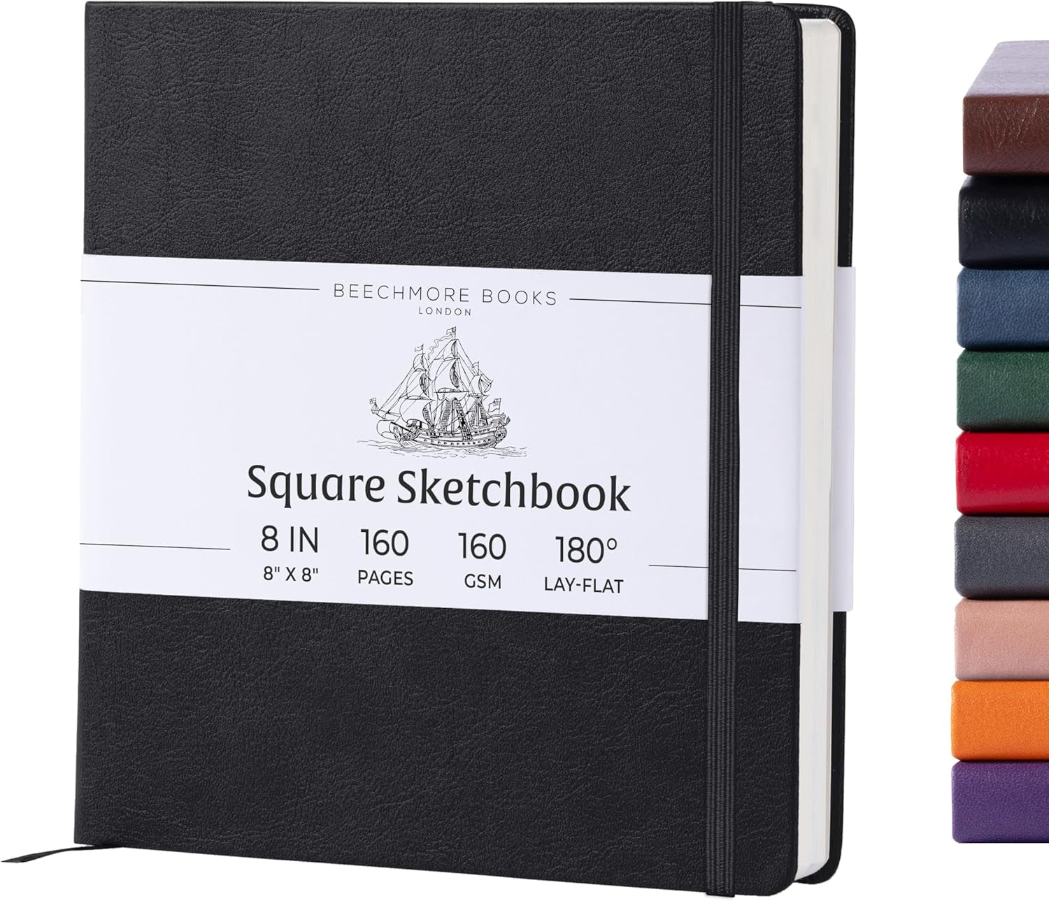 Art Sketch Book, Square 156 Pages 8 X 8 Inch, Hardcover Leather Artist Sketchbook, Blank Sketch Pad for Drawing, Painting Supplies, Thick 160Gsm Cream Paper, Boxed for Gifts